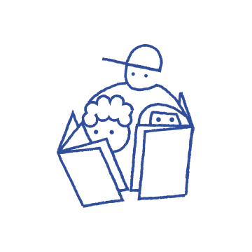 Illustratie van drie mensen die lezen